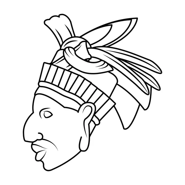 Línea Tradicional Cacique Escultura Símbolo Nativo Vector Ilustración — Archivo Imágenes Vectoriales