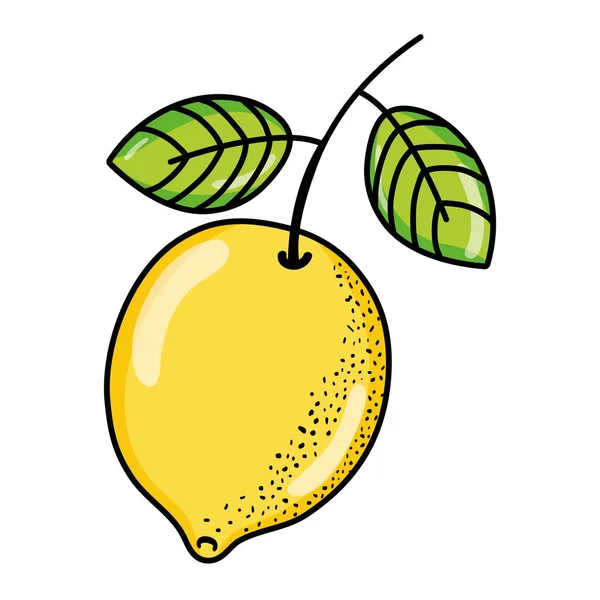 Fruta Orgánica Limón Deliciosa Con Ilustración Vector Hojas — Vector de stock