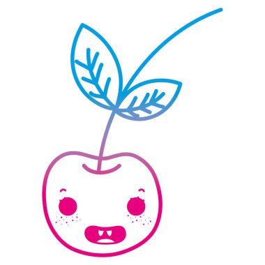 bozulmuş satır kawaii mutlu kiraz lezzetli meyve vektör çizim