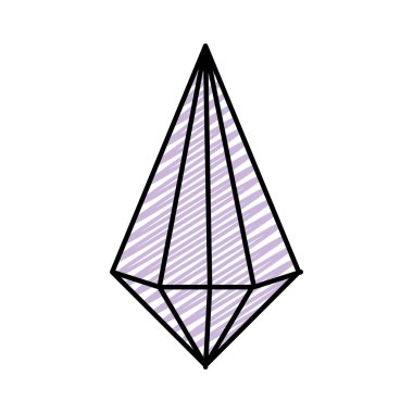 Doodle dörtyüzlü geometrik şekli stil vektör çizim