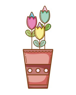 patals içinde plantpot vektör çizim ile doğa güzel çiçekler