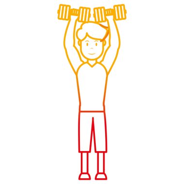 bozulmuş çizgi adam spor giyim ve dumbbles kadar vektör çizim