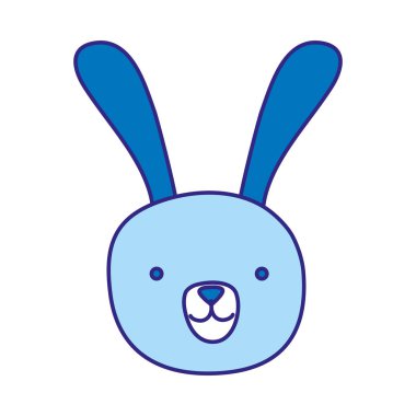 Duo renkli karikatür tavşan erkek baş hayvan vektör çizim