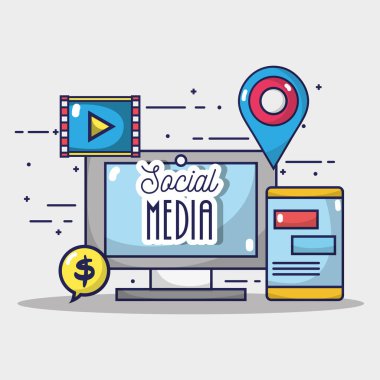 Sosyal medya elemanı Internet'e bağlanmak vektör çizim