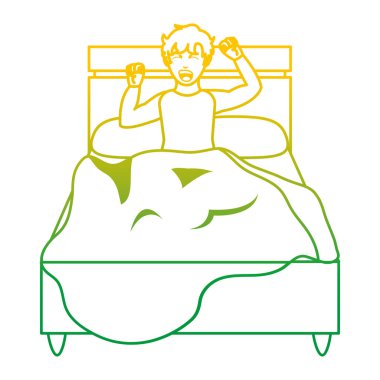 çizgi adam yatak wakuing pijama tasarım vektör çizim ile bozulmuş