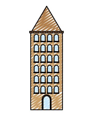 windows vektör çizim ile modern bina kentsel tasarım doodle