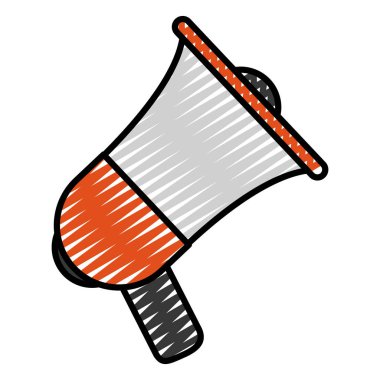 megafon boynuz hoparlör dikkat mesajı vektör çizim doodle
