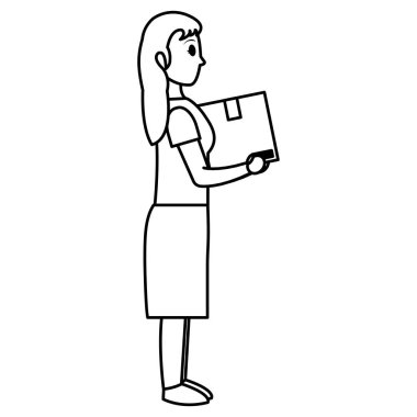 satır kadın kutusu teslim paket servisi vektör çizim ile