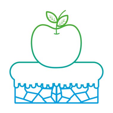 bozulmuş çizgi grafik elma meyve düz sahne vektör çizim