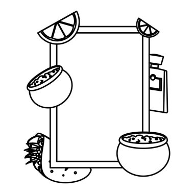 Geleneksel Meksika yemeği dekorasyon vektör çizim ile çizgi amblemi