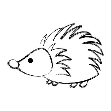 Grunge kirpi sevimli vahşi hayvan karakter vektör çizim