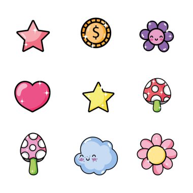 Retro videogames öğeleri koleksiyonu vektör çizim grafik tasarım