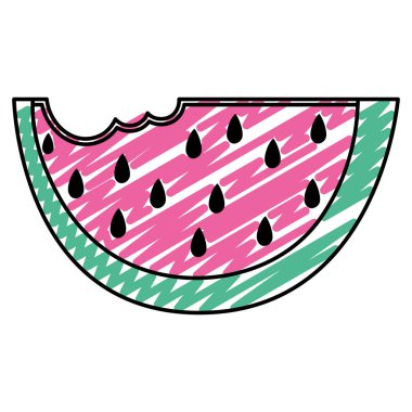 Organik karpuz lezzetli meyve beslenme vektör çizim doodle