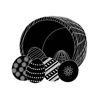 yumurta Paskalya dekorasyon siluet ve tasarlamak vektör engel