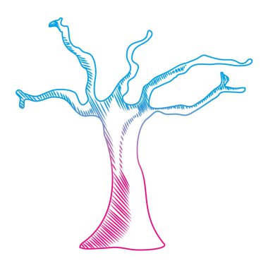 bozulmuş hattı doğa çöl kuru ağaç dalları vektör çizim ile