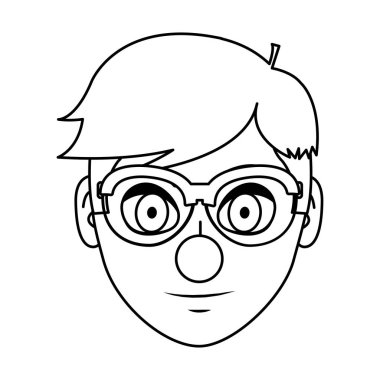 çizgi adam Merkez gözlük ve palyaço burun vektör çizim