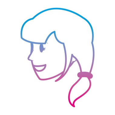 satır kadın kafa saç modeli ve yüz ifadesi vektör çizim ile bozulmuş