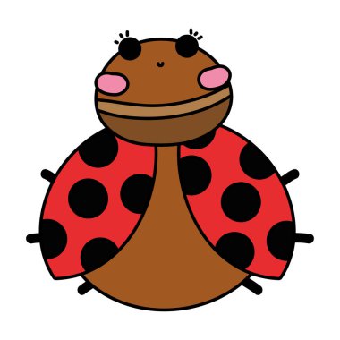 Kanatlı Sevimli uğur böceği böcek hayvan vektör çizim renk