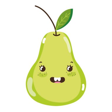 Kawaii korkuyor armut lezzetli meyve vektör çizim