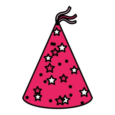 renk parti şapkası yıldız dekorasyon tasarım vektör çizim ile