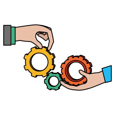 Sanayi ile renk işadamları el mühendislik vektör çizim dişli