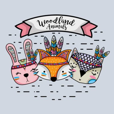 hayvanlar kabile woodland tüyler tasarım vektör çizim ile
