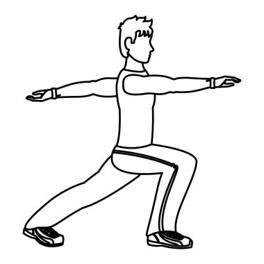 satır fitness adam her bacak egzersiz vektör çizim lunges