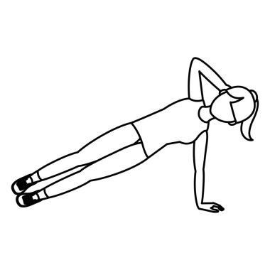 satır fitness kadın yan plakalar vektör çizim eğitim