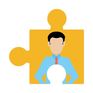 Picture zarif işadamı ve ampul fikir vektör çizim ile bulmaca