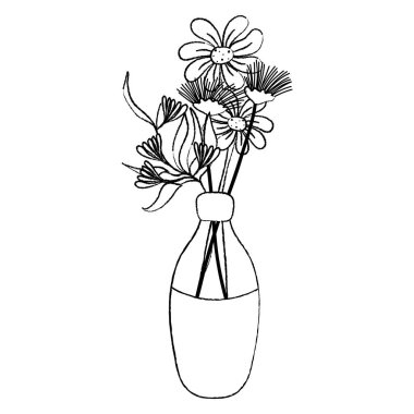 Grunge rustik bitkiler içinde mason kavanoza vektör çizim çiçek