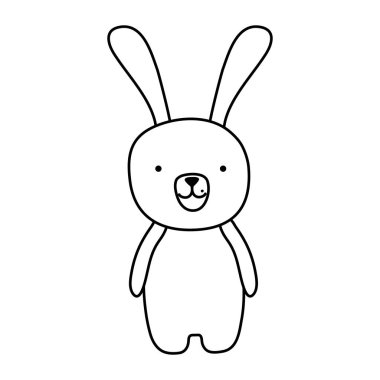 satır sevimli çizgi tavşan erkek hayvan vektör çizim