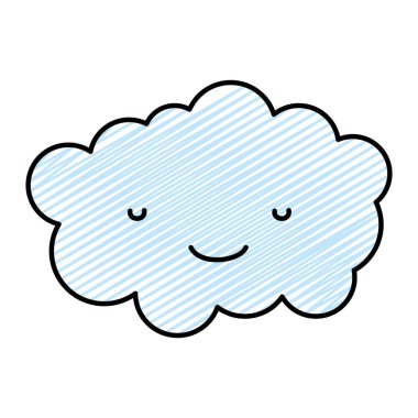 mutlu kawaii bulut simge vektör tasarlamak doodle