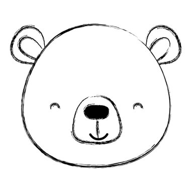 Grunge sevimli ayı vahşi hayvan vektör çizim kafa