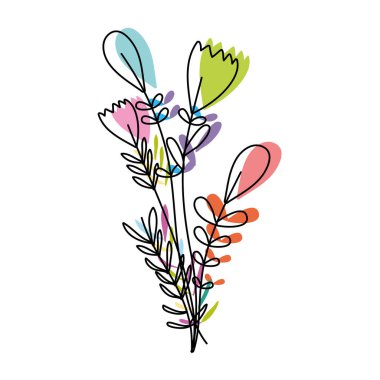 taşınan renk güzel yaprakları ve yaprakları tasarım vektör çizim çiçek