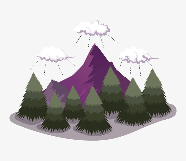 Chmury Sosny Góry Krajobraz Wektor Ilustracja — Wektor stockowy