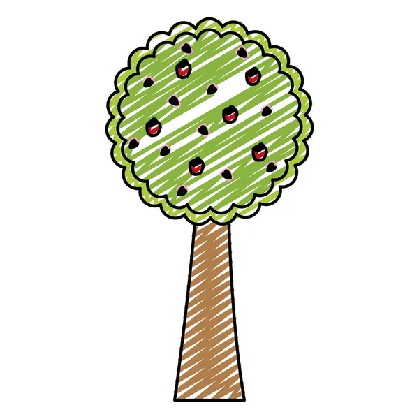 Doodle Doğa Ağaç Tasarımını Elma Meyve Vektör Çizim Ile — Stok Vektör