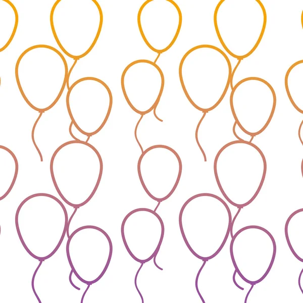 Deraded Linje Roliga Ballonger Part Dekoration Bakgrund Vektorillustration — Stock vektor
