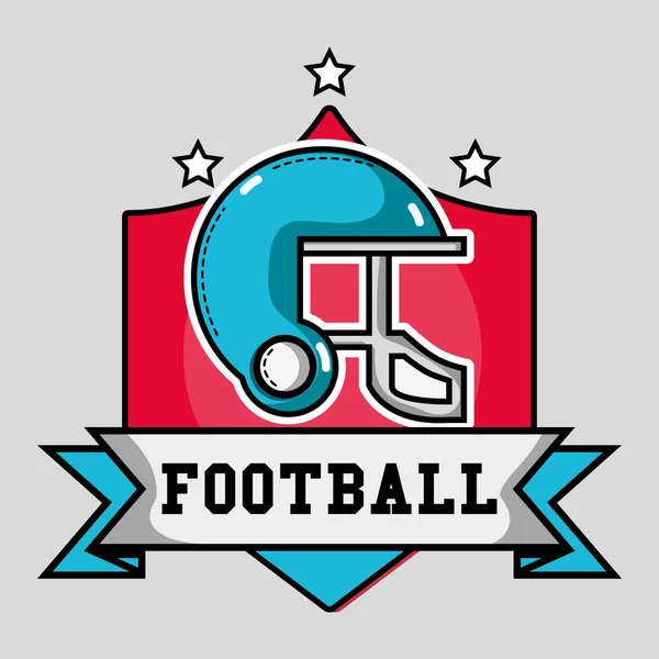 American Football Helm Mit Emblem Und Bändchen Botschafts Vektorillustration — Stockvektor