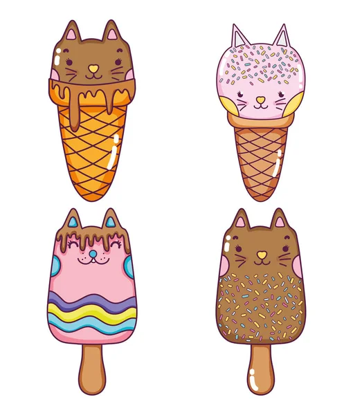 Uppsättning Söt Icecreams Samling Vektor Illustration Grafisk Design — Stock vektor