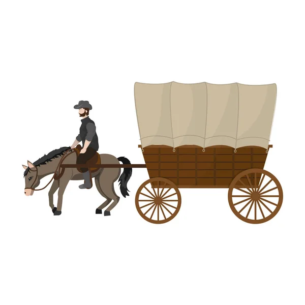 Cheval Avec Chariot Véhicule Transport Vectoriel Illustration — Image vectorielle