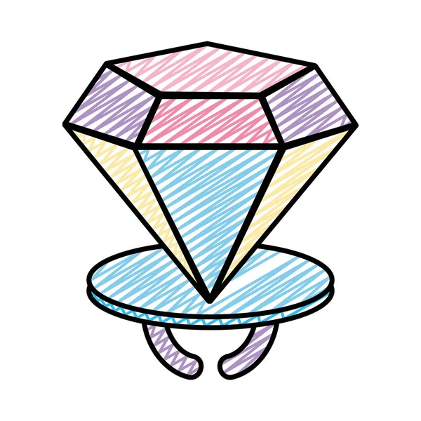 Doodle Diamante Noivado Anel Casamento Romance Vetor Ilustração — Vetor de Stock