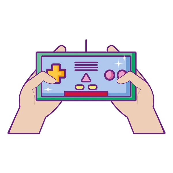 Tecnología Controlador Videojuegos Electrónicos Las Manos Ilustración Vectorial — Vector de stock