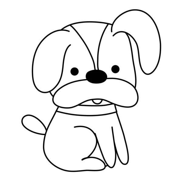 Linea Simpatico Cane Carino Animale Domestico Vettore Illustrazione — Vettoriale Stock