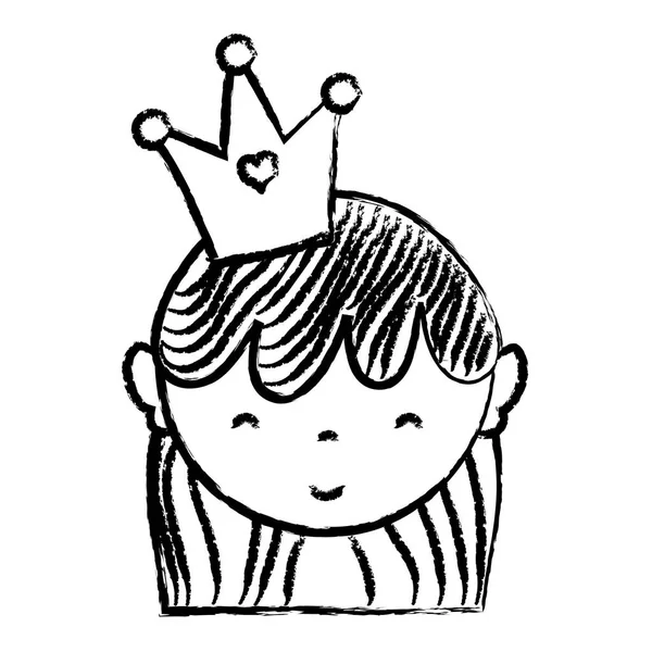 Grunge Happy Woman Head Haistyle Crown Vector Illustration — Stock Vector
