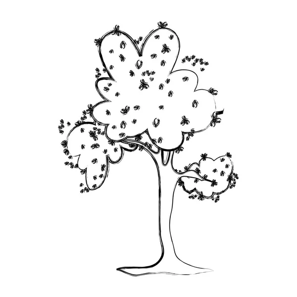 Grunge Natürlicher Baum Mit Blättern Äste Design Vektor Illustration — Stockvektor