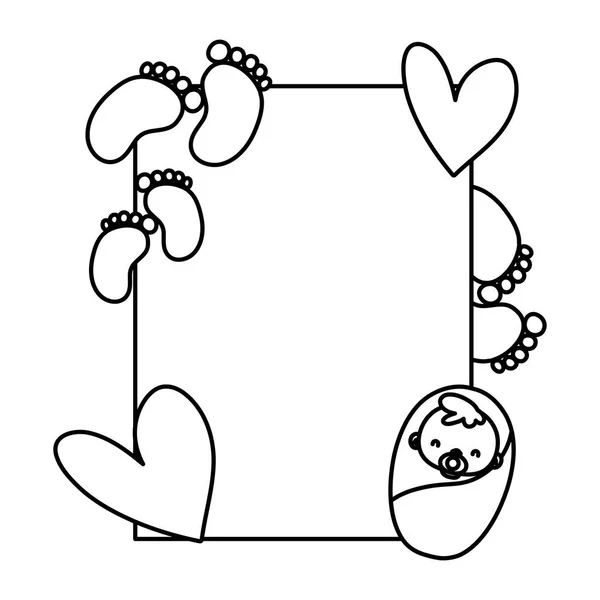 Linha Emblema Cartão Para Bonito Bebê Chuveiro Vetor Ilustração —  Vetores de Stock