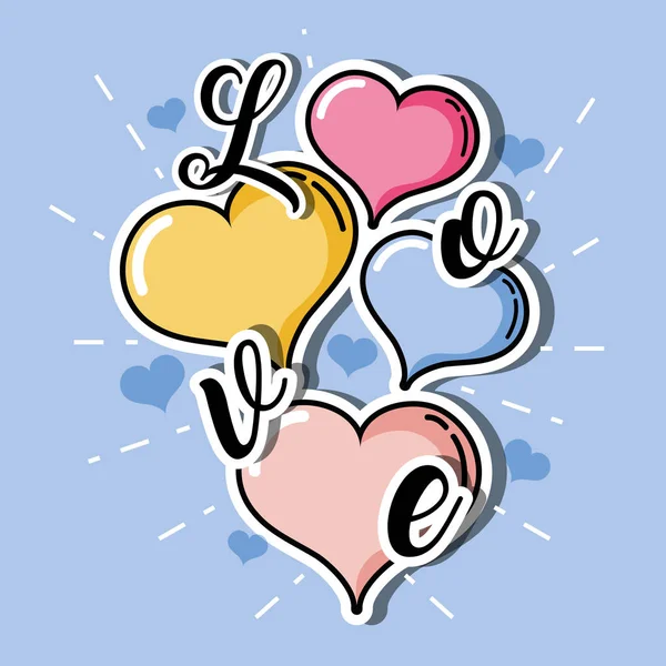 Simpáticos Corações Símbolo Design Amor Ilustração Vetorial — Vetor de Stock