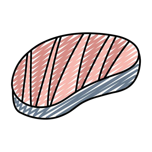 Doodle Leckeren Grill Fleisch Portion Lebensmittel Vektor Illustration — Stockvektor