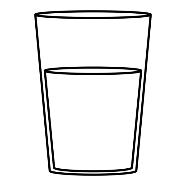 Ligne Lait Frais Boisson Saine Dans Illustration Vectorielle Verre — Image vectorielle