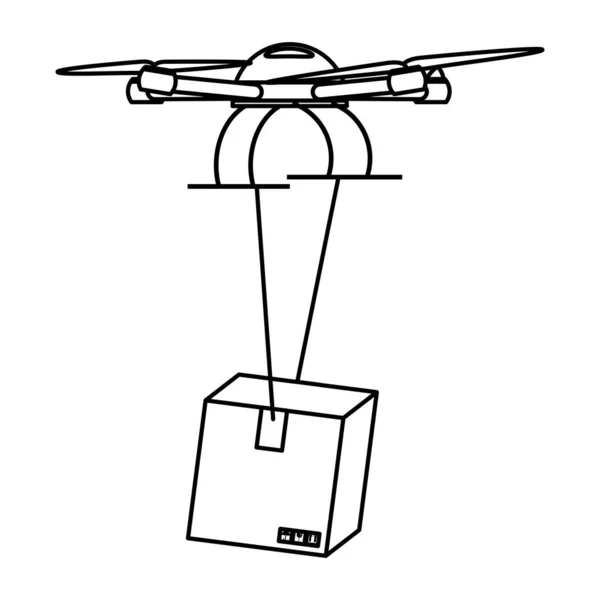 Tecnologia Drone Linea Con Consegna Pacchetto Servizio Vettoriale Illustrazione — Vettoriale Stock